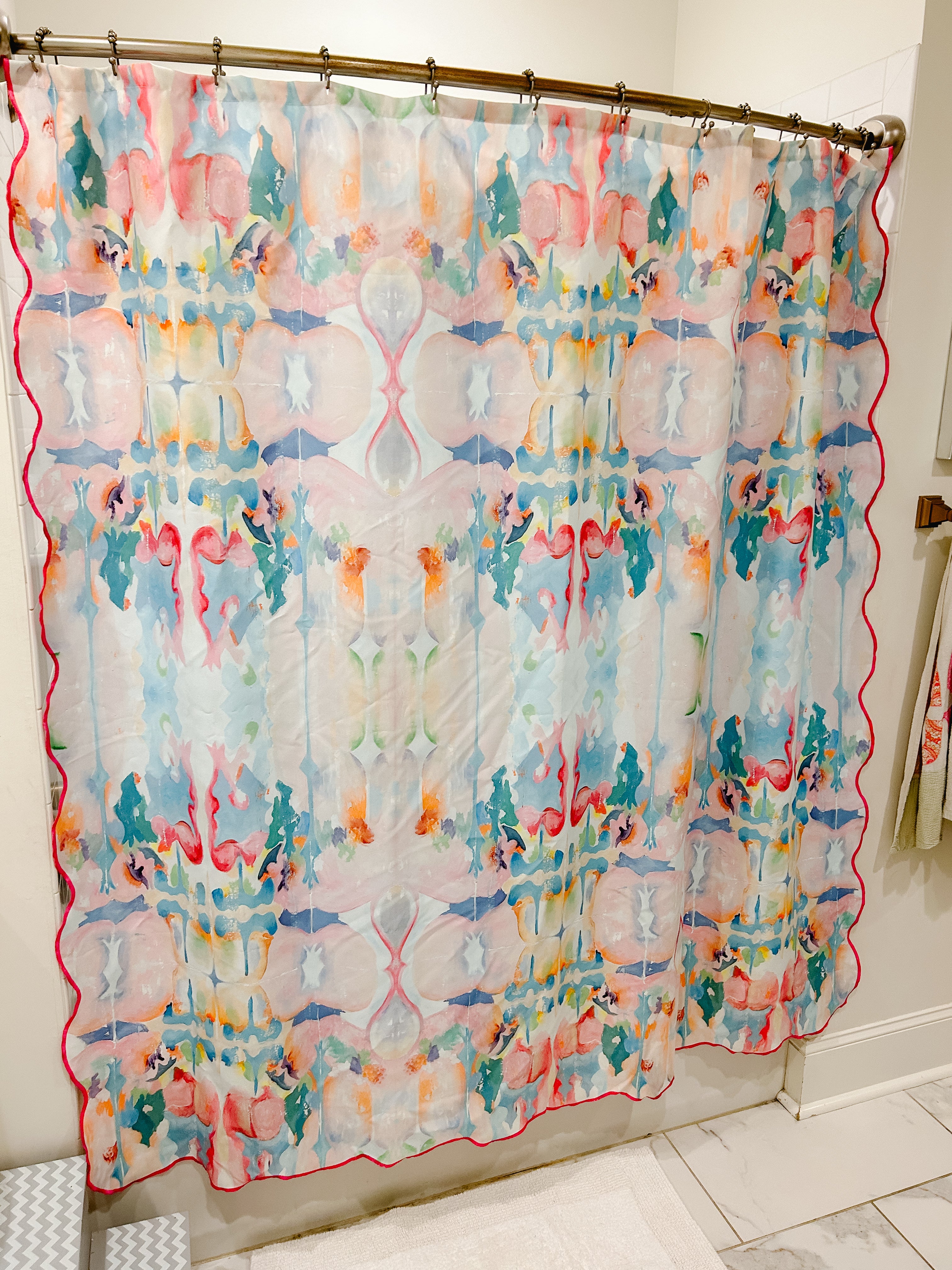 “Kaleidoscope” Scalloped Shower Curtain