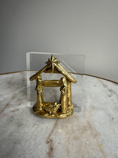 SECONDS SALE “Gold Nativity on Acrylic Block”