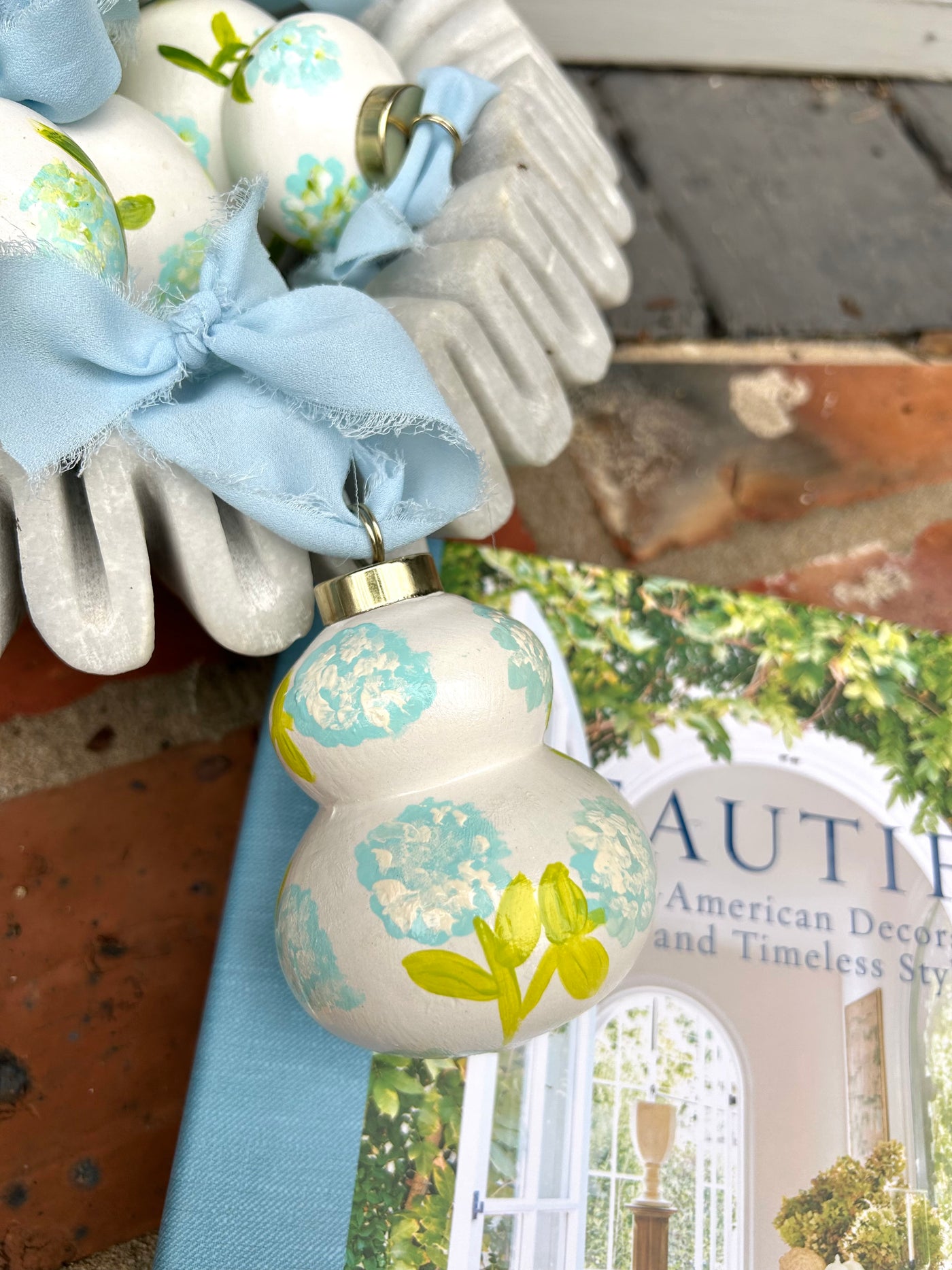 Hand Painted Hydrangea Ornament