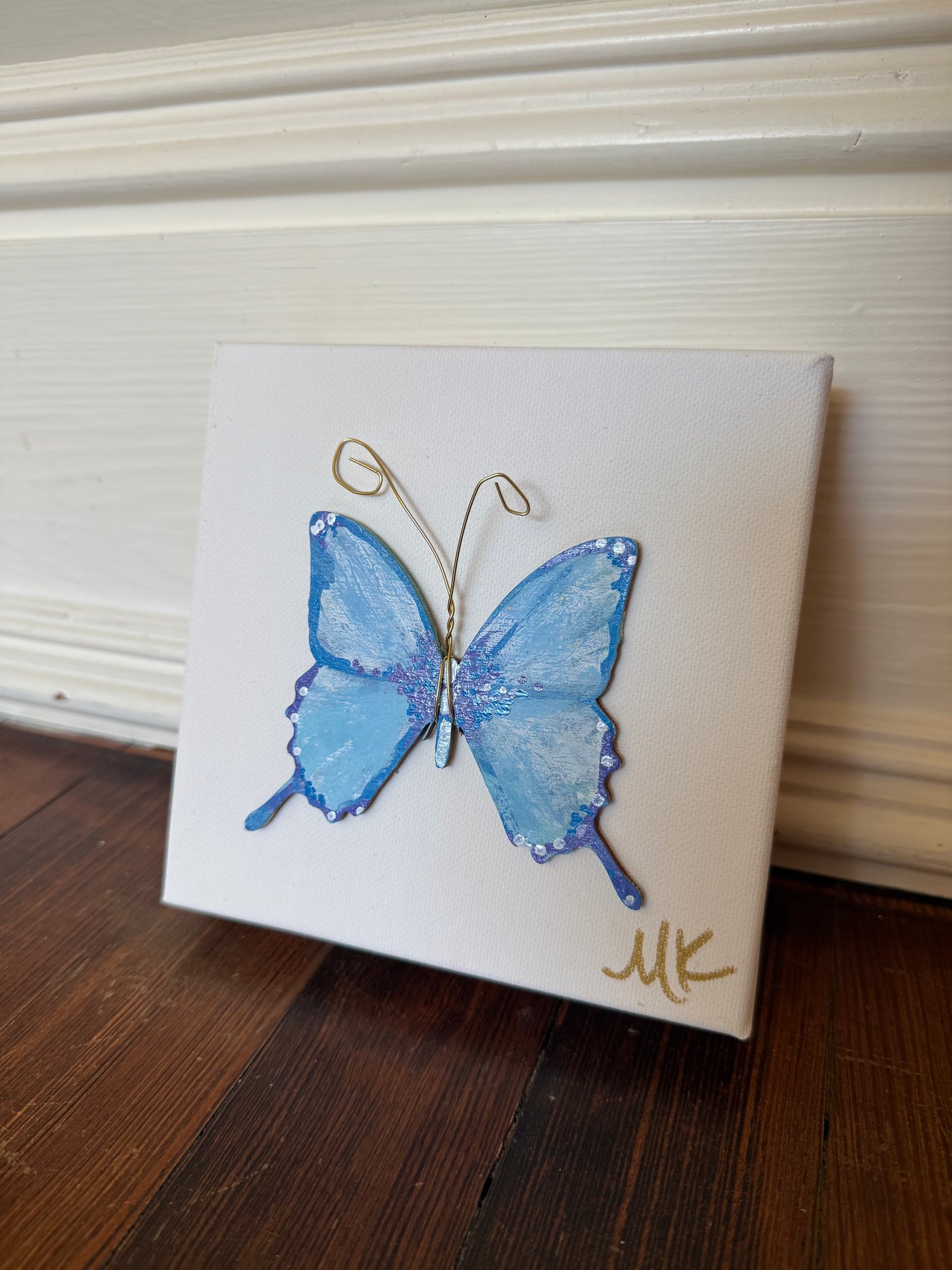 Flash Sale 6x6 Blue Hand Painted Butterfly
