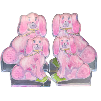 Pre Order “Set of 2 For the Love of Dogs in Pink” Acrylic Shelfie