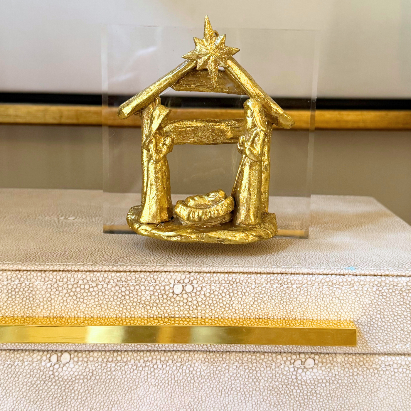 “Gold Nativity on Acrylic Block”