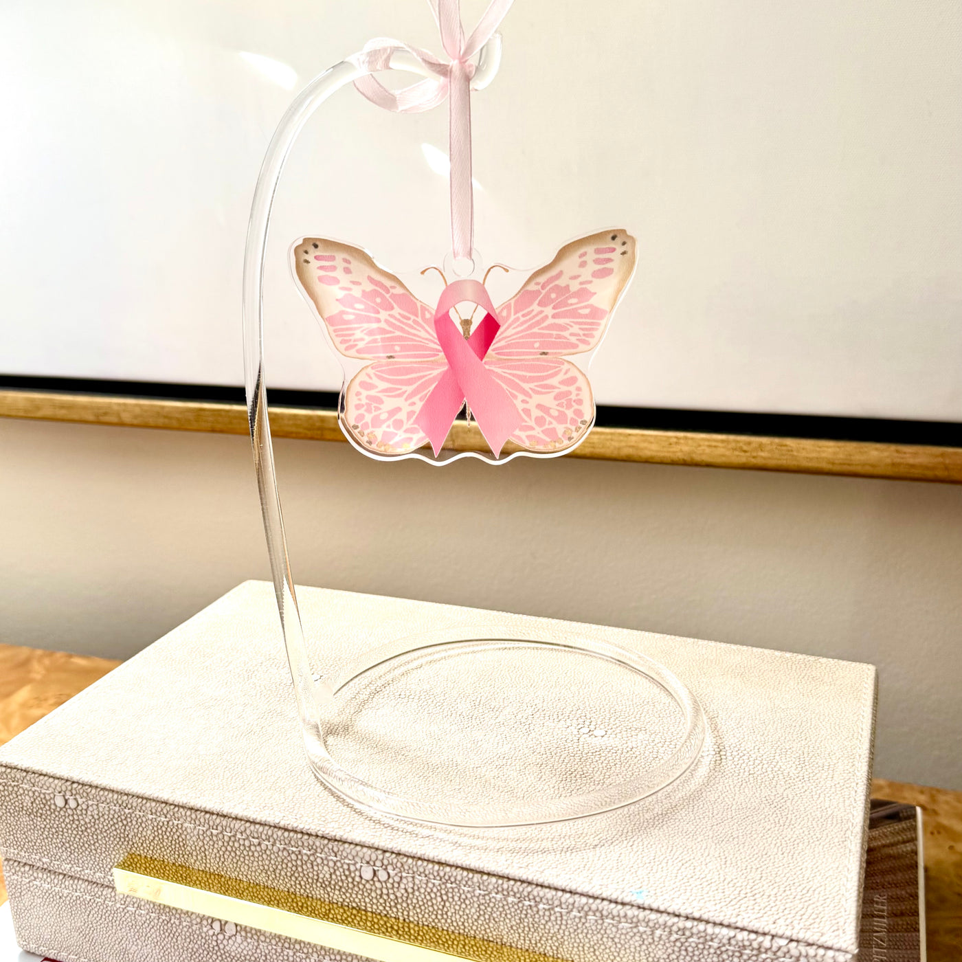 Pre Order “Breast Cancer Butterfly” Acrylic Ornament
