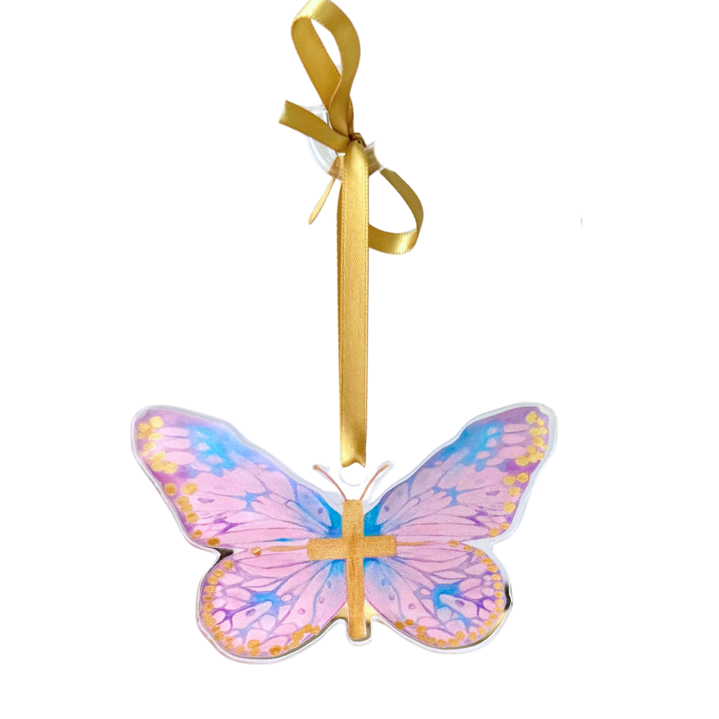 “Pink Cross Butterfly” Acrylic Ornament