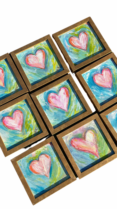 8x8 Framed Hand-Painted Heart