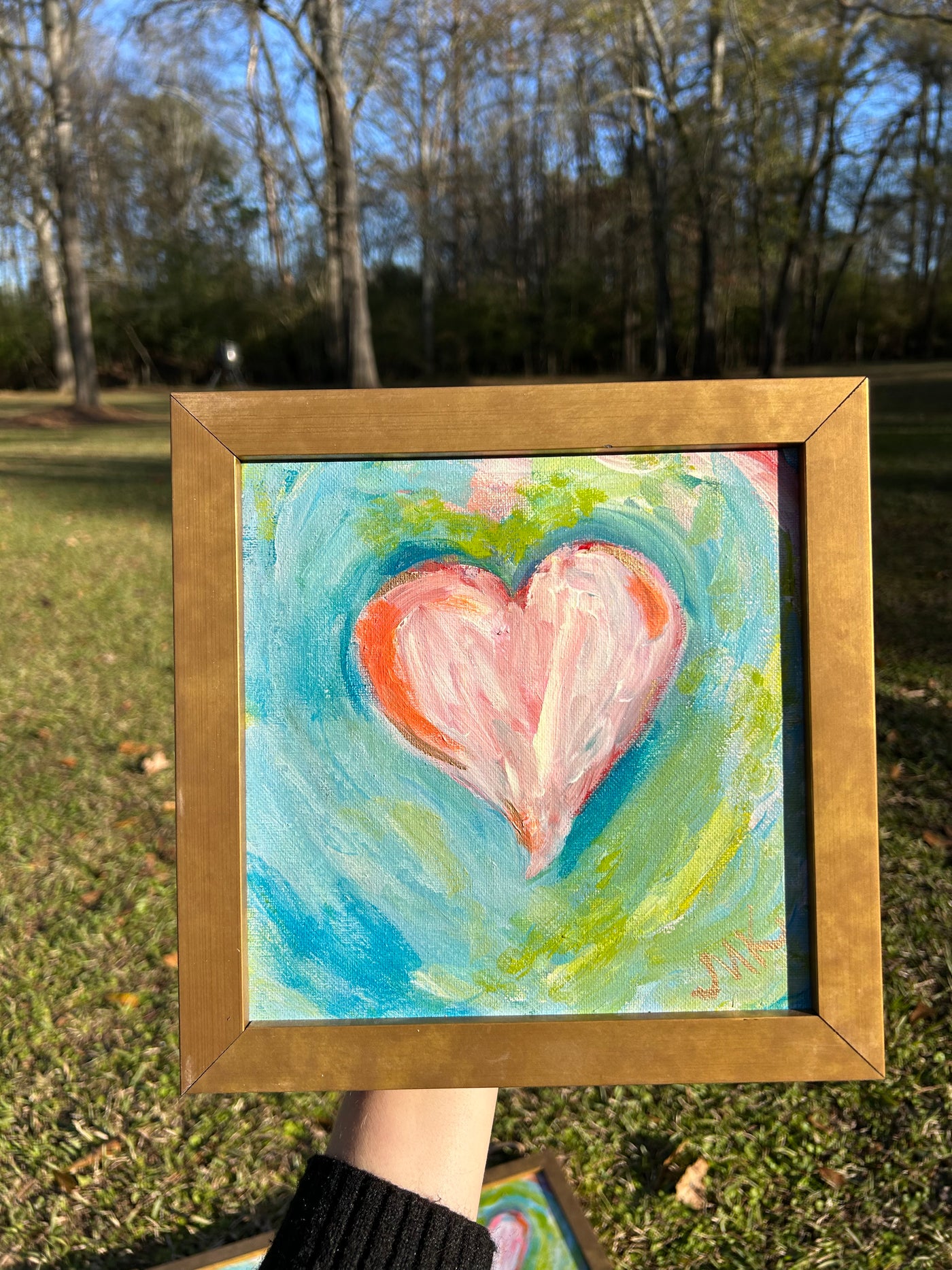 8x8 Framed Hand-Painted Heart