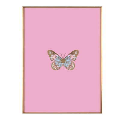 Bubble Gum Pink Color Block Butterfly