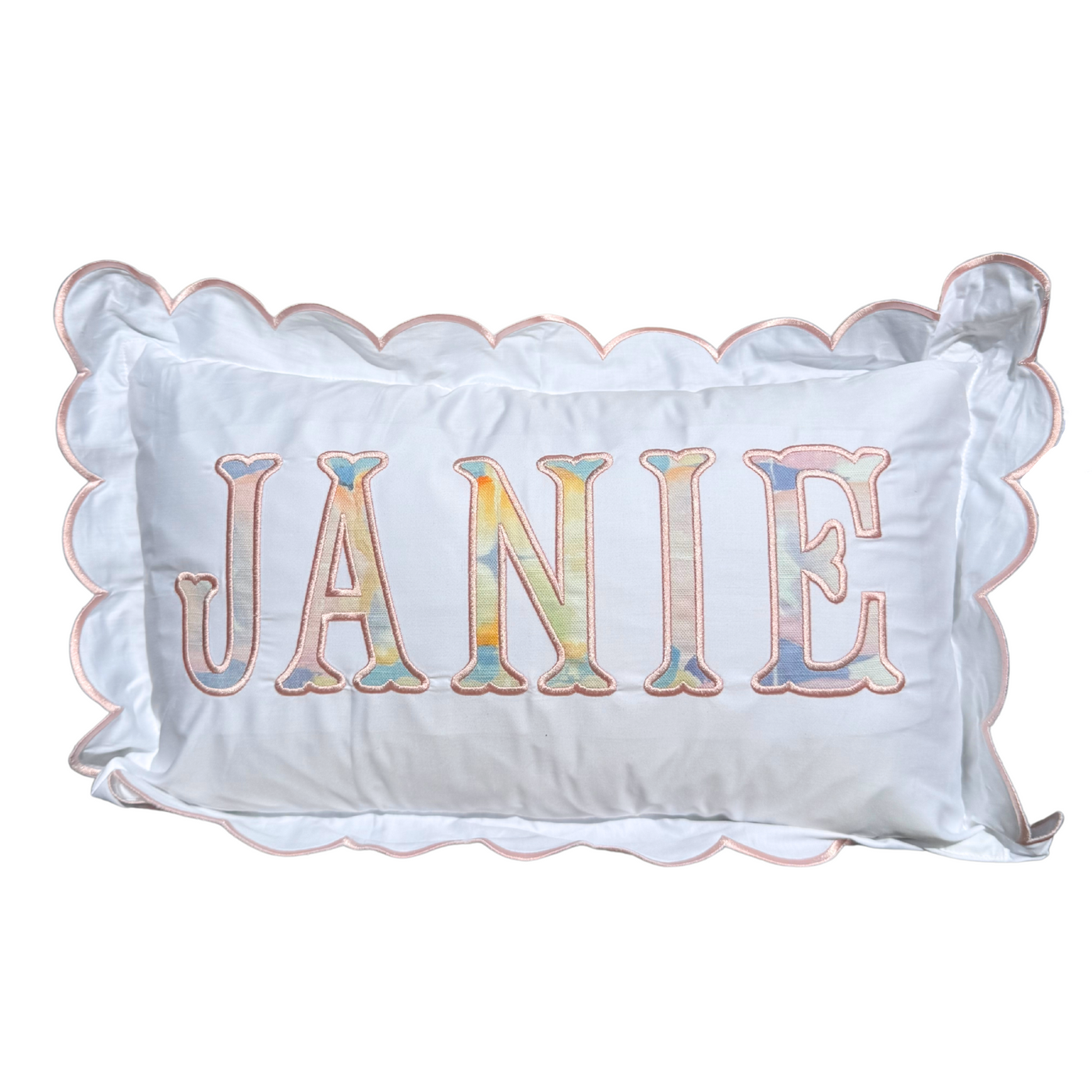 Custom Appliqué Scalloped Lumbar Pillow