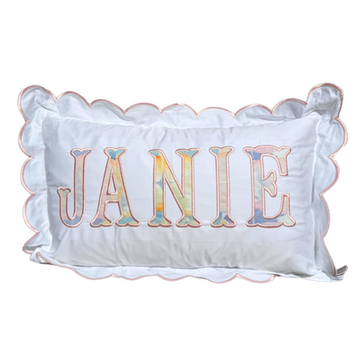 Custom Appliqué Scalloped Lumbar Pillow