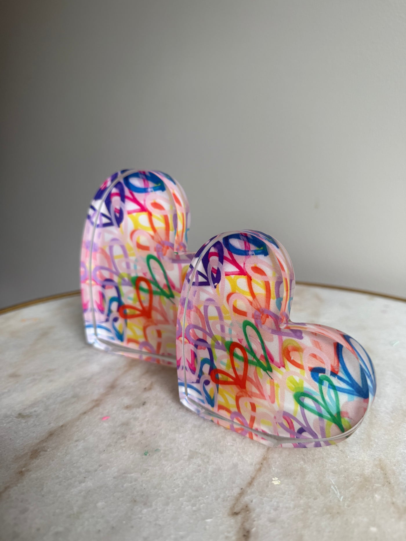 Seconds Sale “Sideways Heart with Hearts” Acrylic Shelfie