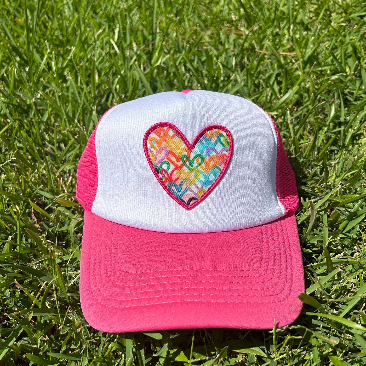 "Hot Pink/White Heart" Trucker Hat