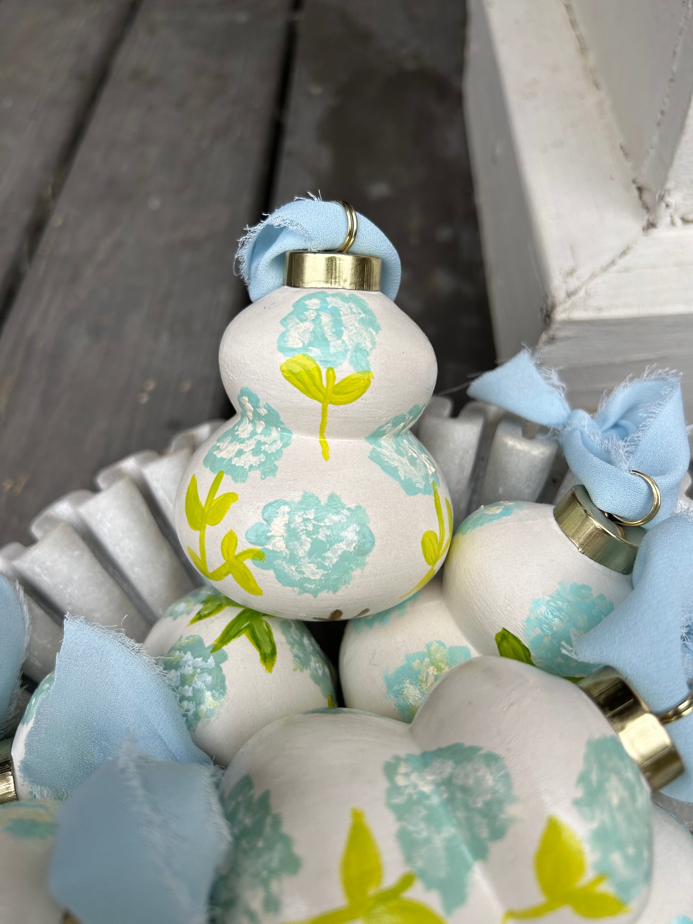 Hand Painted Hydrangea Ornament