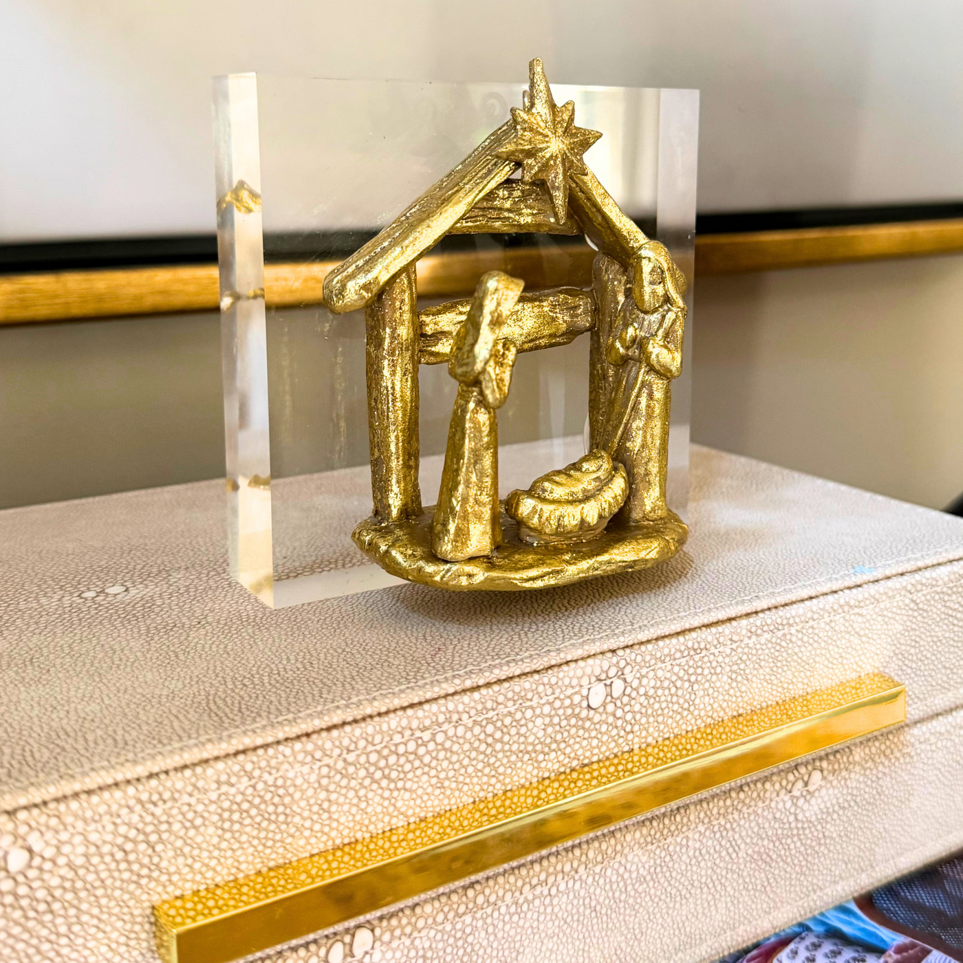 “Gold Nativity on Acrylic Block”