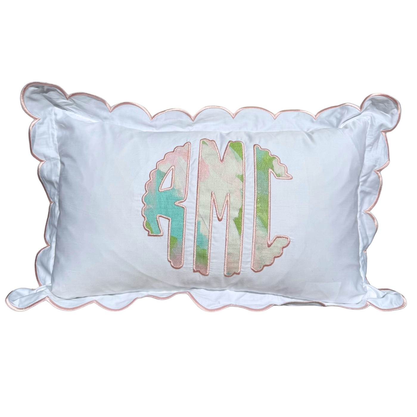 Custom Appliqué Scalloped Lumbar Pillow