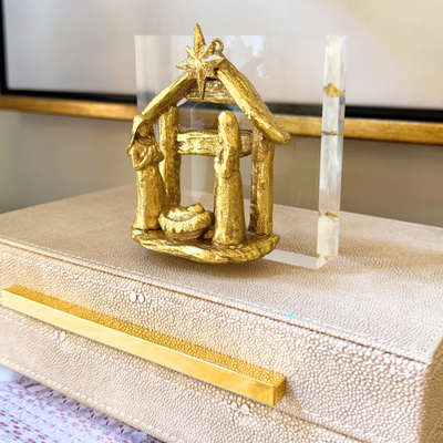 “Gold Nativity on Acrylic Block”