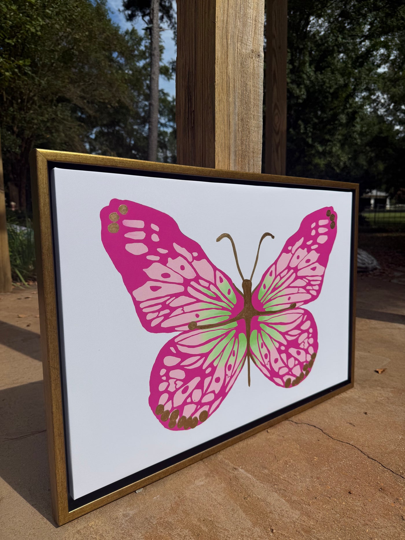 Sample SALE “Hot Pink Butterfly with Green Accent”