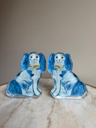Seconds Sale “Set of 2 For the Love of Dogs in Blue” Acrylic Shelfie