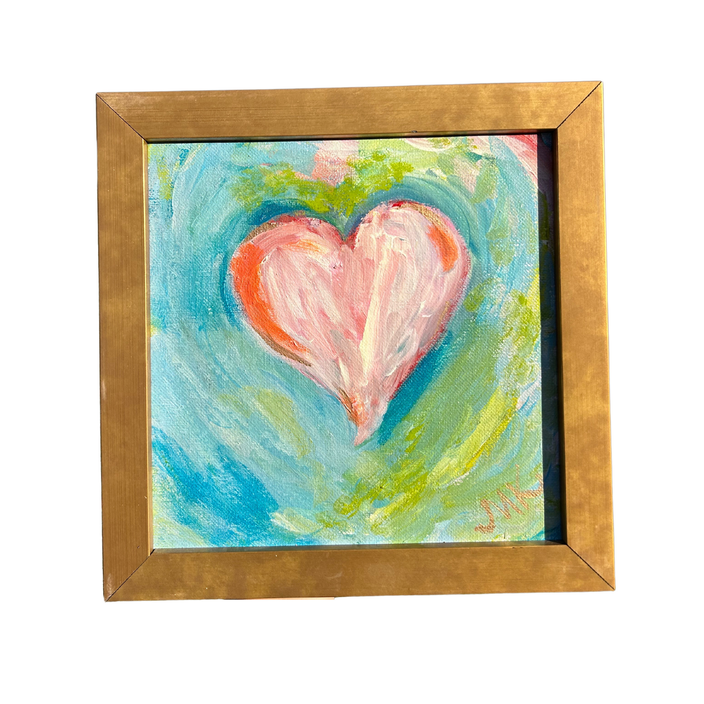 8x8 Framed Hand-Painted Heart