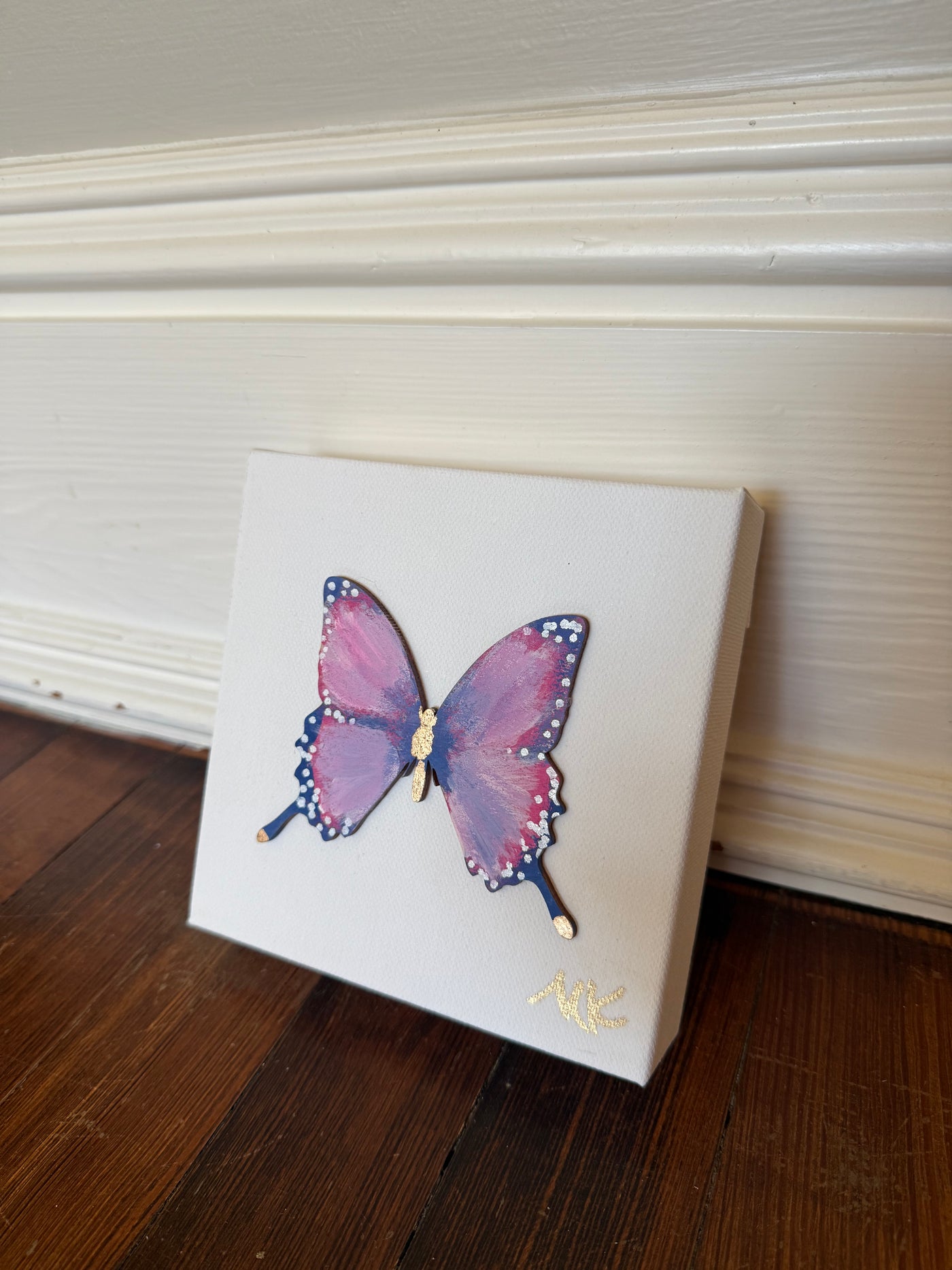 Flash Sale 6x6 Pink Hand Painted Butterfly