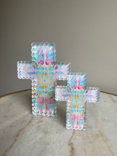 Seconds Sale “Kaleidoscope Scalloped Edge Cross” Acrylic Shelfie