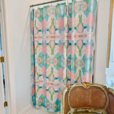 “Mint Tulip” Scalloped Shower Curtain