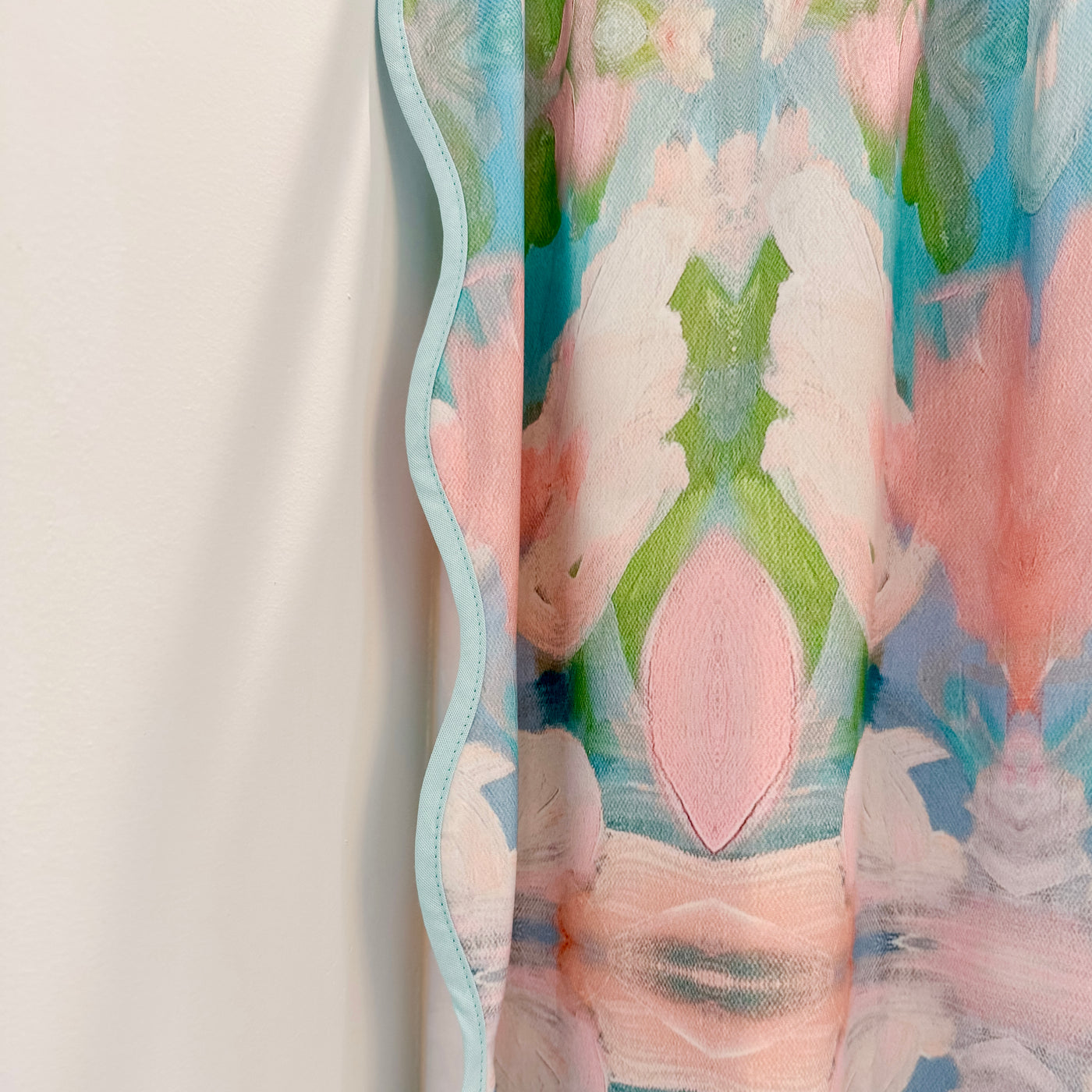 “Mint Tulip” Scalloped Shower Curtain