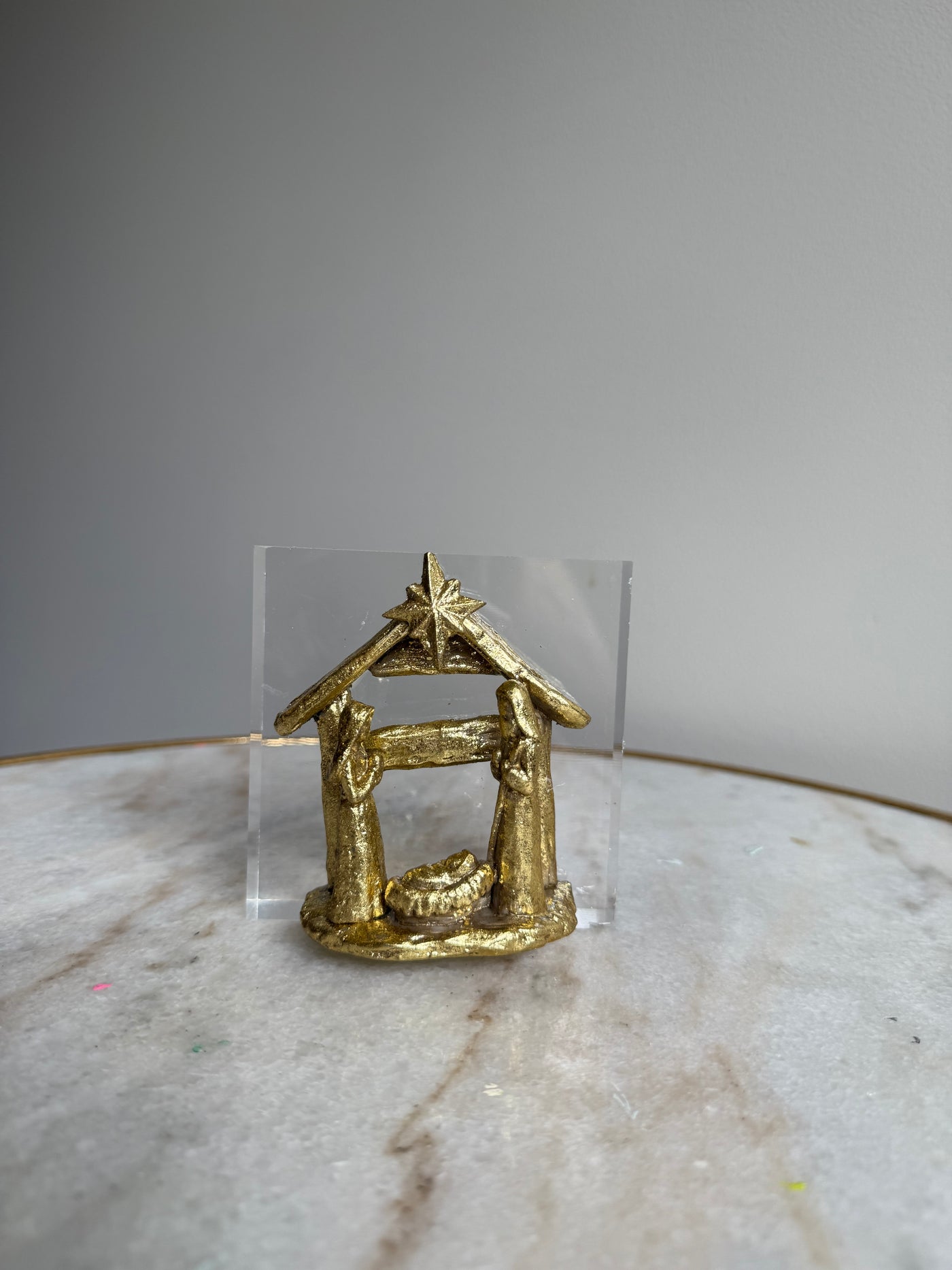 SECONDS SALE “Gold Nativity on Acrylic Block”