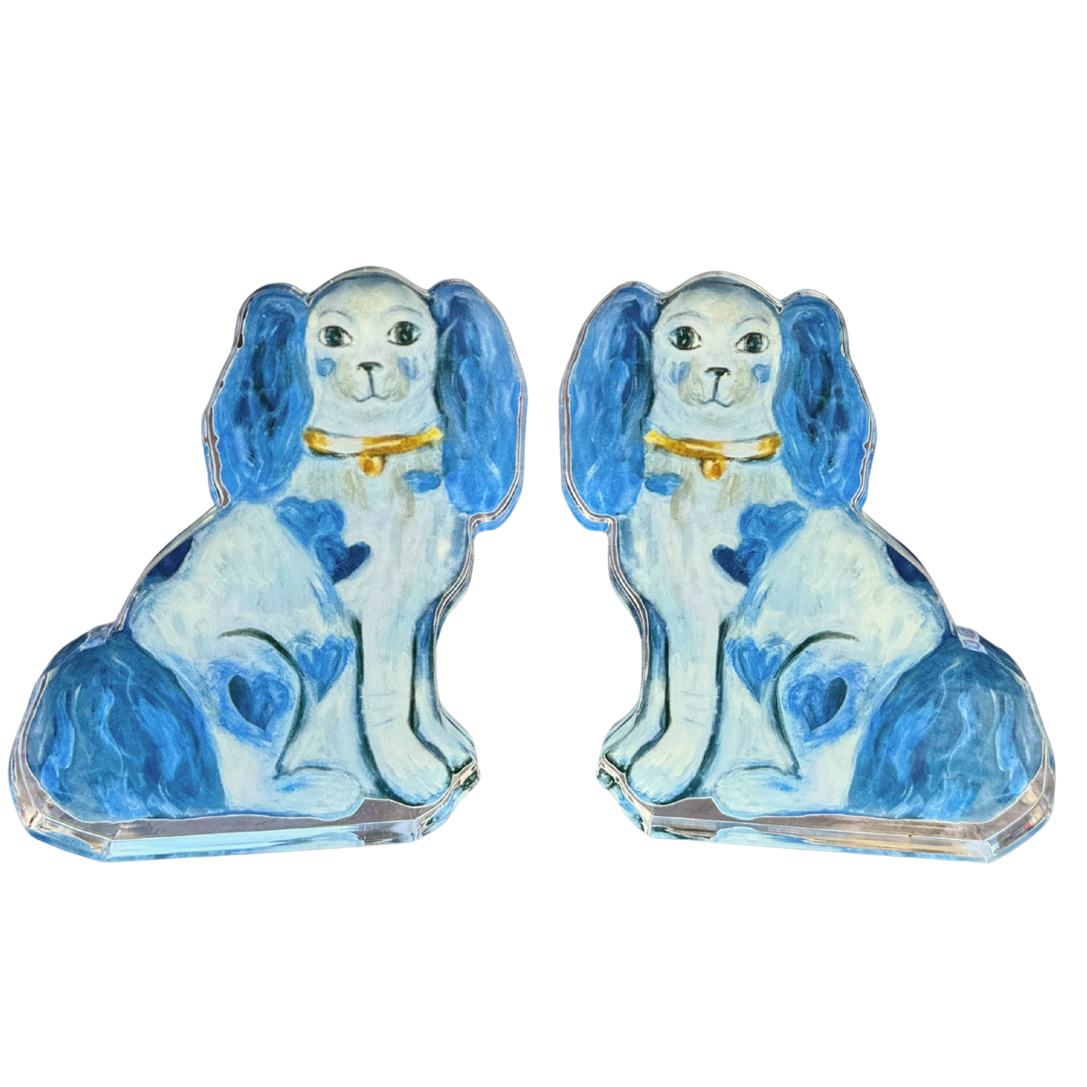 “Set of 2 For the Love of Dogs in Blue” Acrylic Shelfie