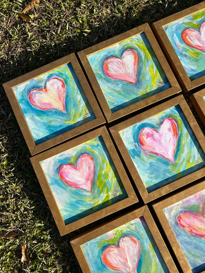 8x8 Framed Hand-Painted Heart