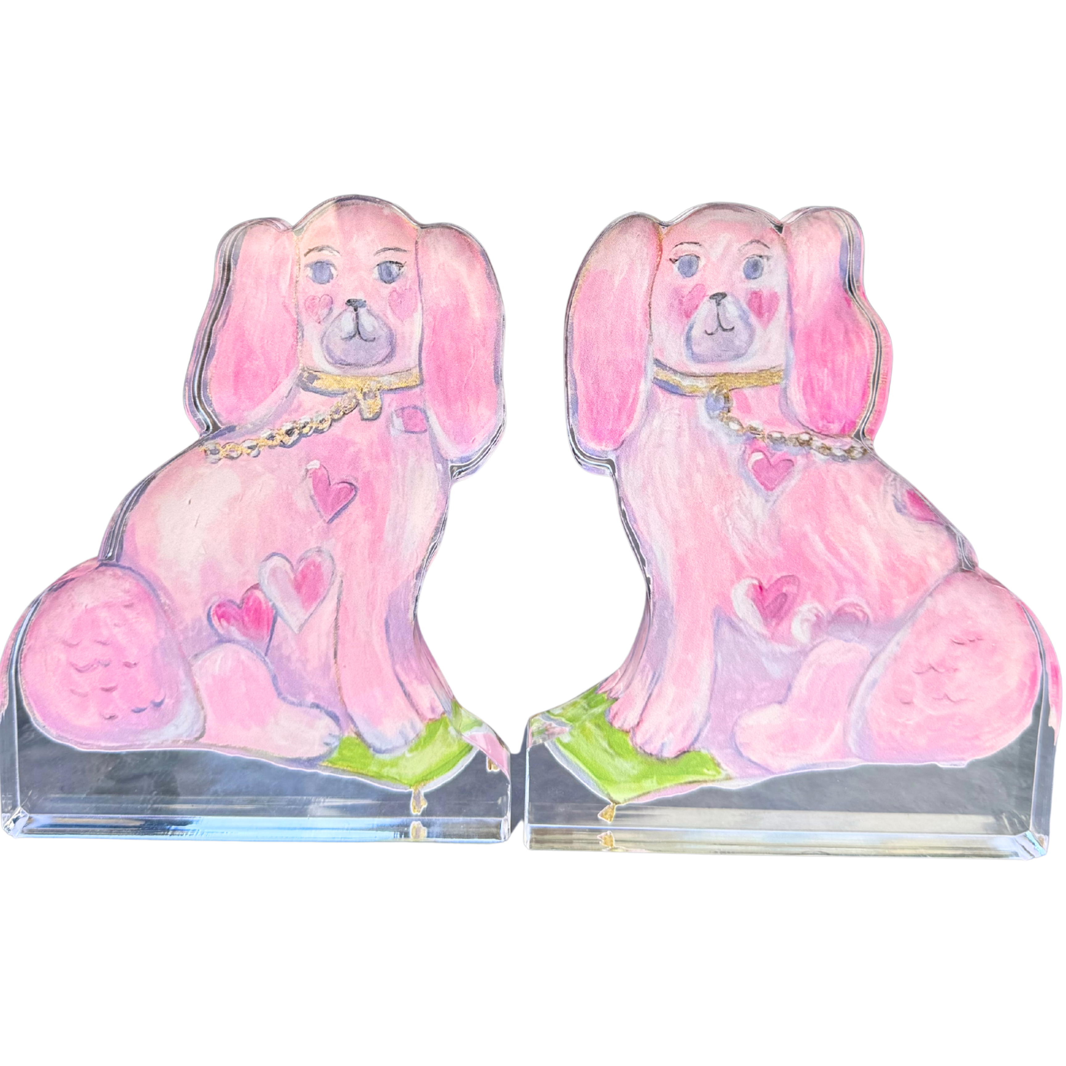 “Set of 2 For the Love of Dogs in Pink” Acrylic Shelfie