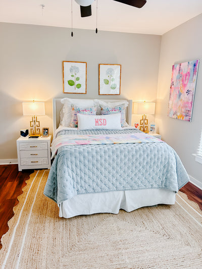 Princess Blue Faux Silk Velvet Quilt