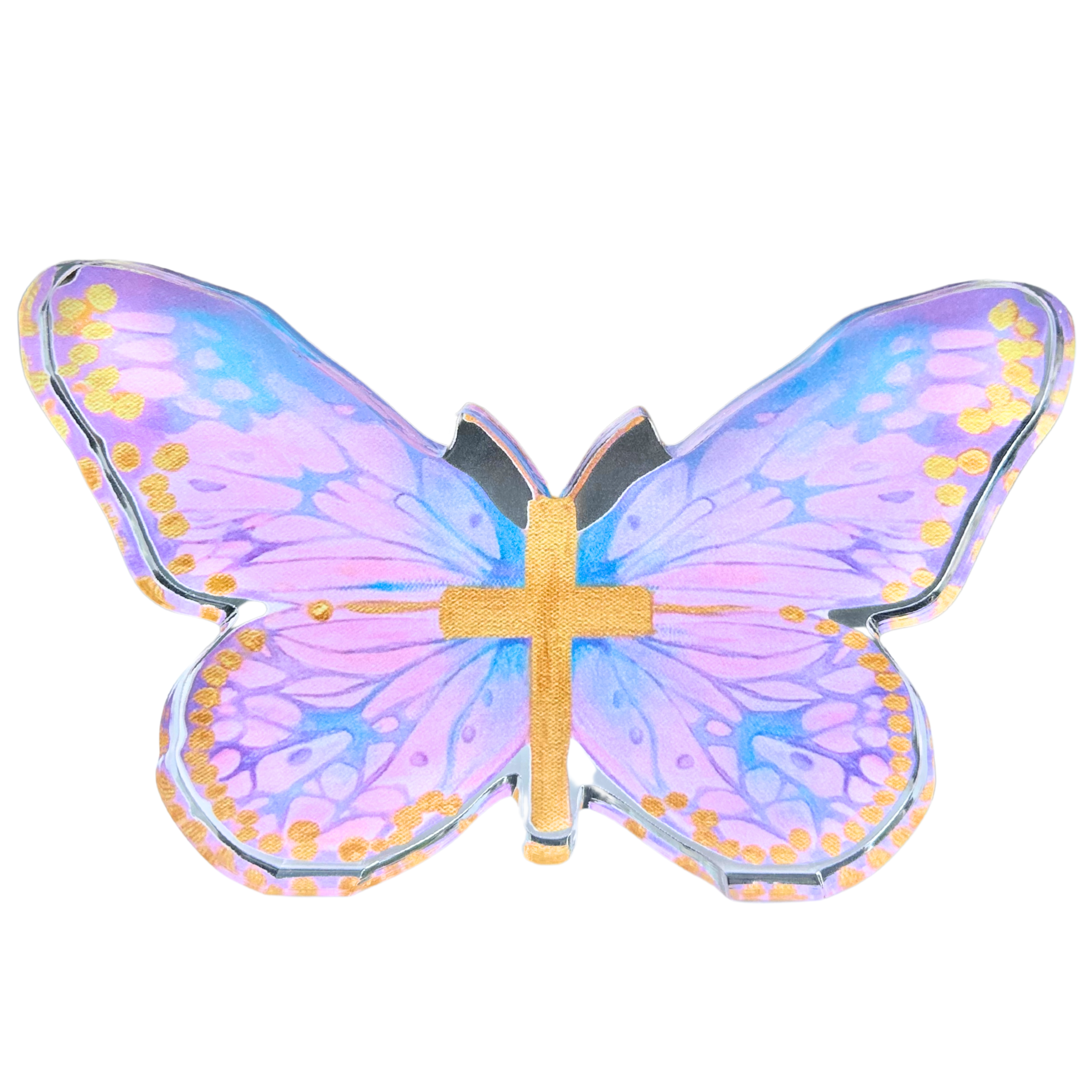“Pink/Blue Cross Butterfly” Acrylic Shelfie