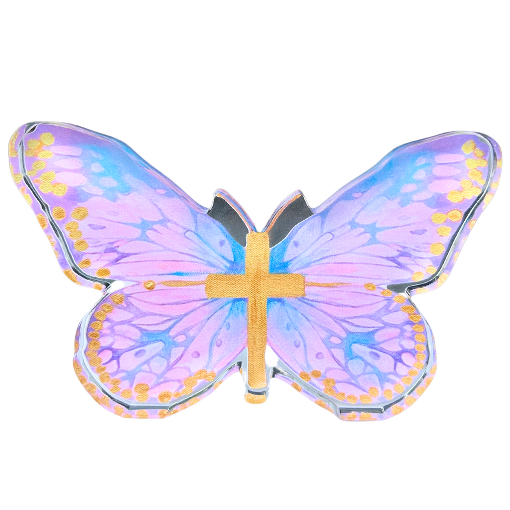Pink/Blue Cross Butterfly” Acrylic Shelfie – MKDecker Designs