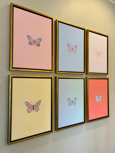 Set of 6 Color Block Butterflies