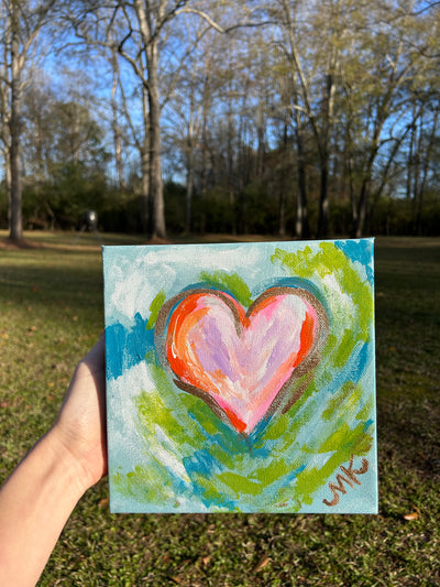 8x8 Gallery Wrapped Hand-Painted Heart