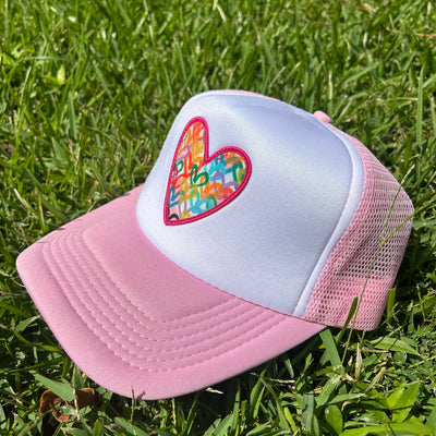 “Light Pink/White Heart" Trucker Hat