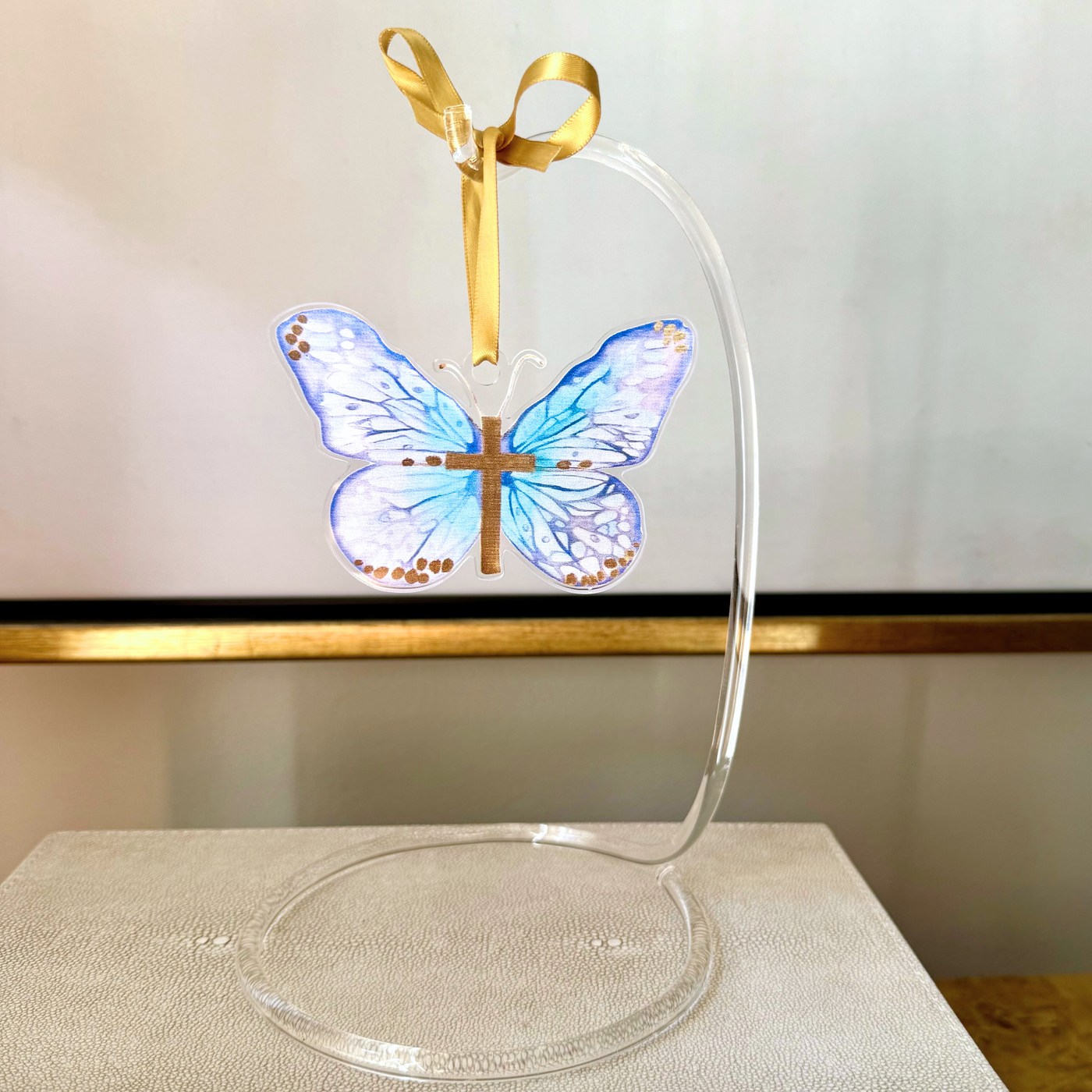 “Blue Cross Butterfly” Acrylic Ornament
