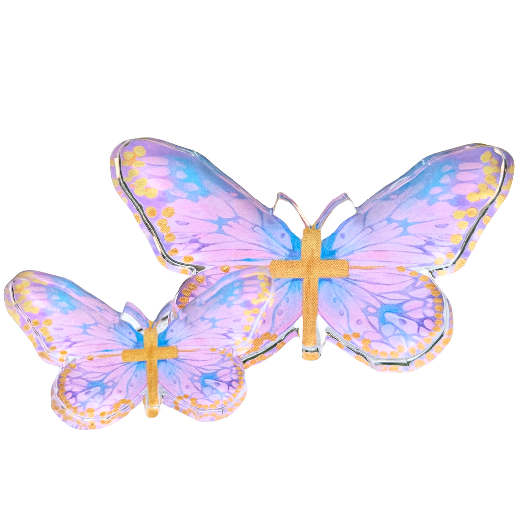 Pink/Blue Cross Butterfly” Acrylic Shelfie – MKDecker Designs
