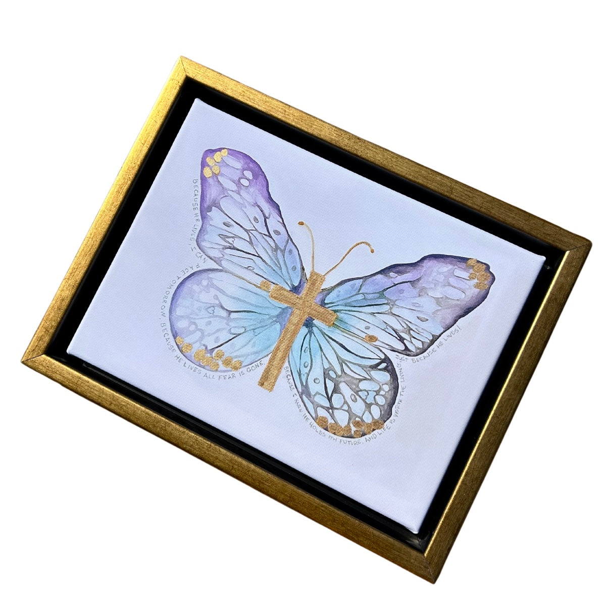 Black Friday Special Mini "Beacuse He Lives" Cross Butterfly