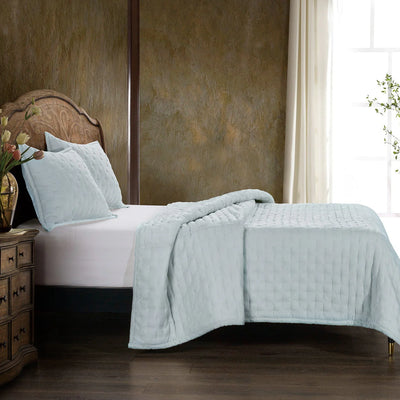 Princess Blue Faux Silk Velvet Quilt