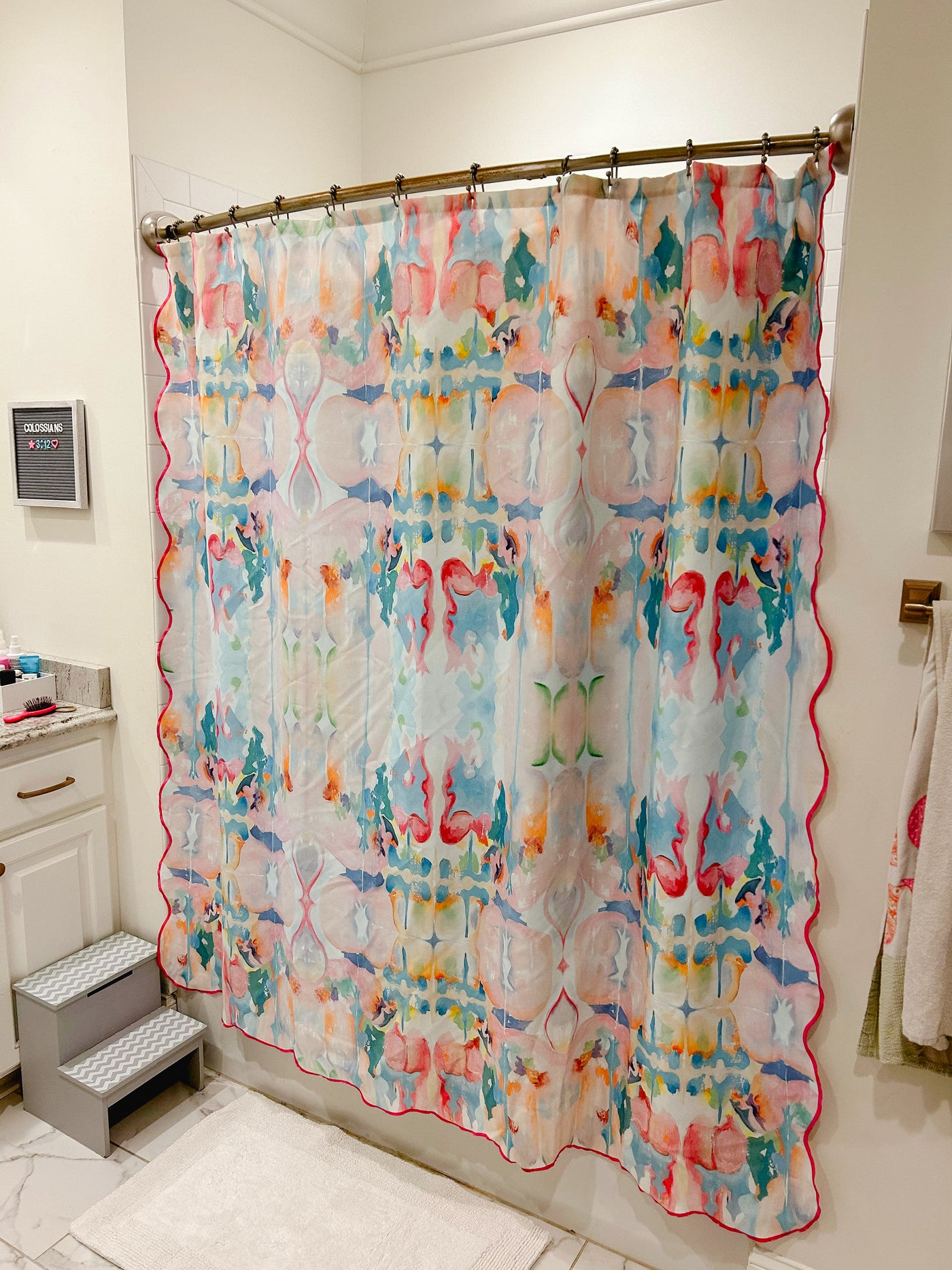 “Kaleidoscope” Scalloped Shower Curtain