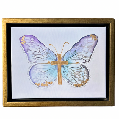 Black Friday Special Mini "Beacuse He Lives" Cross Butterfly