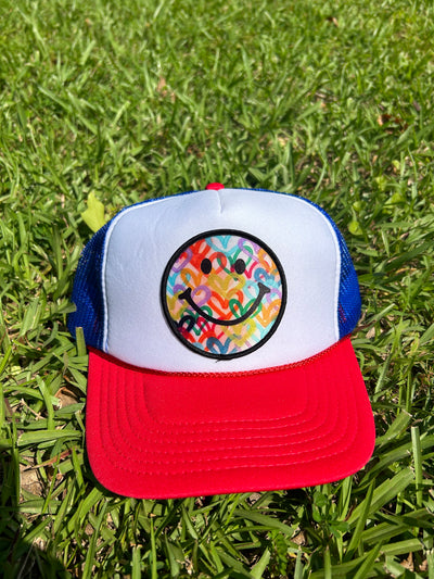 “Red/White/Blue Smiley" Trucker Hat