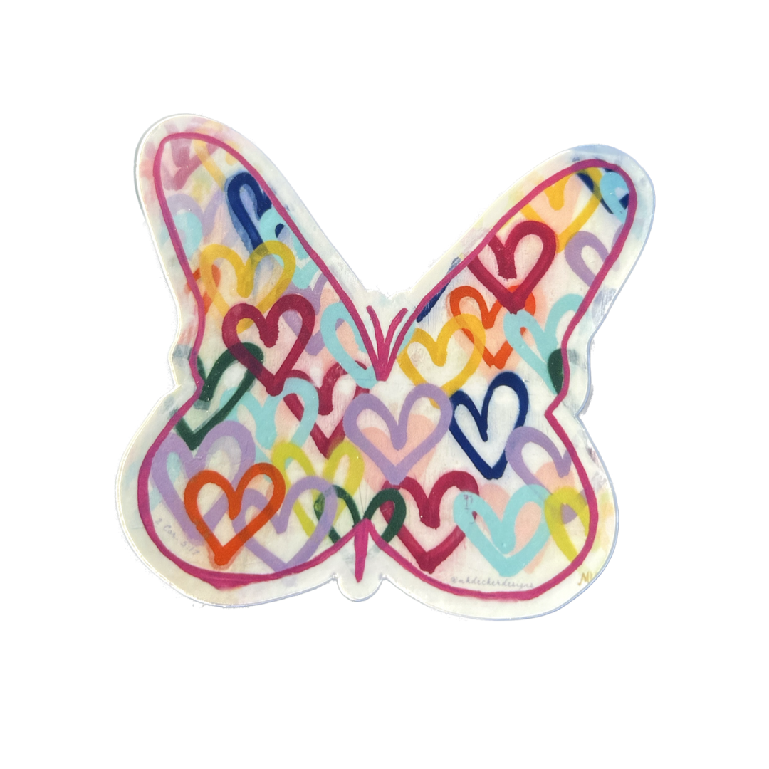 "Rainbow Heart Butterfly" Sticker