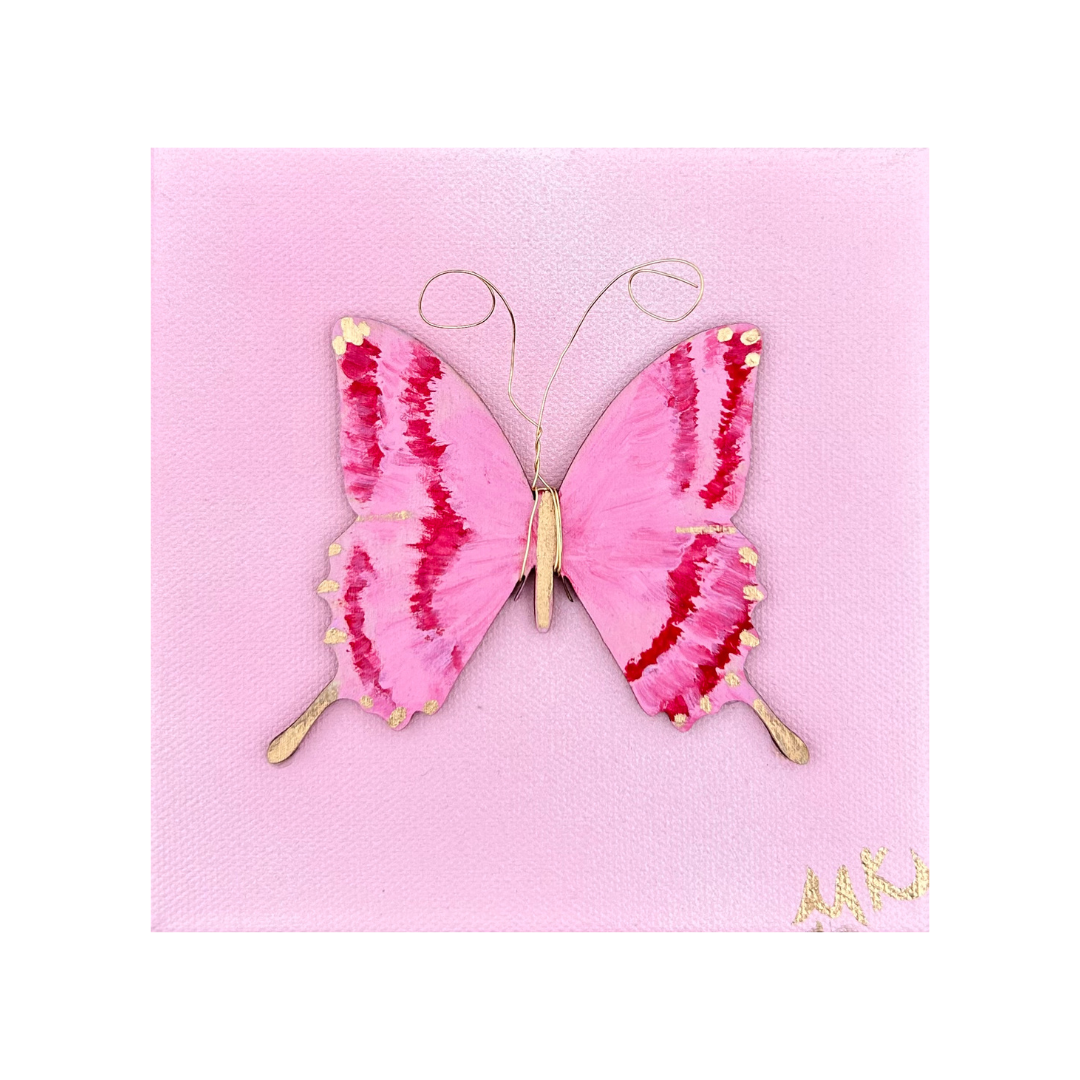 6x6 Red-Pink Hand Painted Butterfly