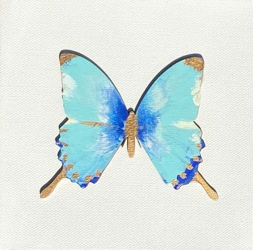 6x6 Blue Hand Painted Butterfly