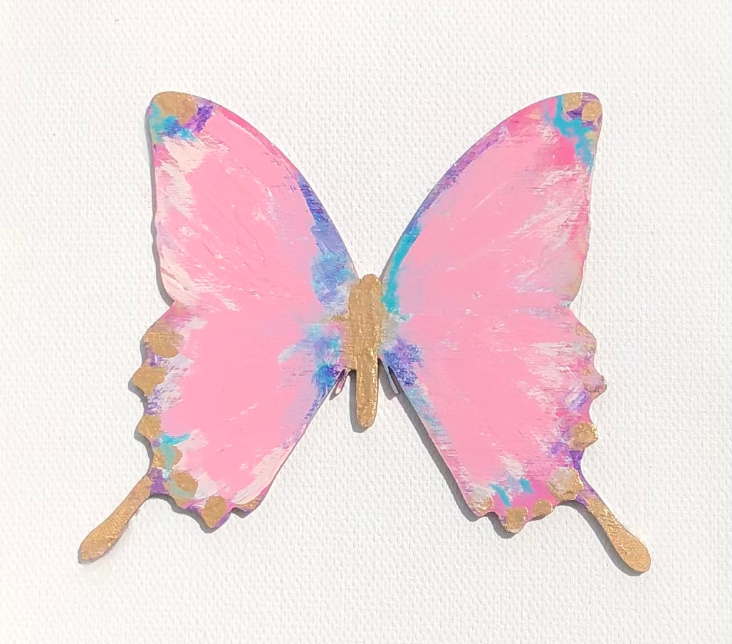 6x6 Pink Hand Painted Butterfly