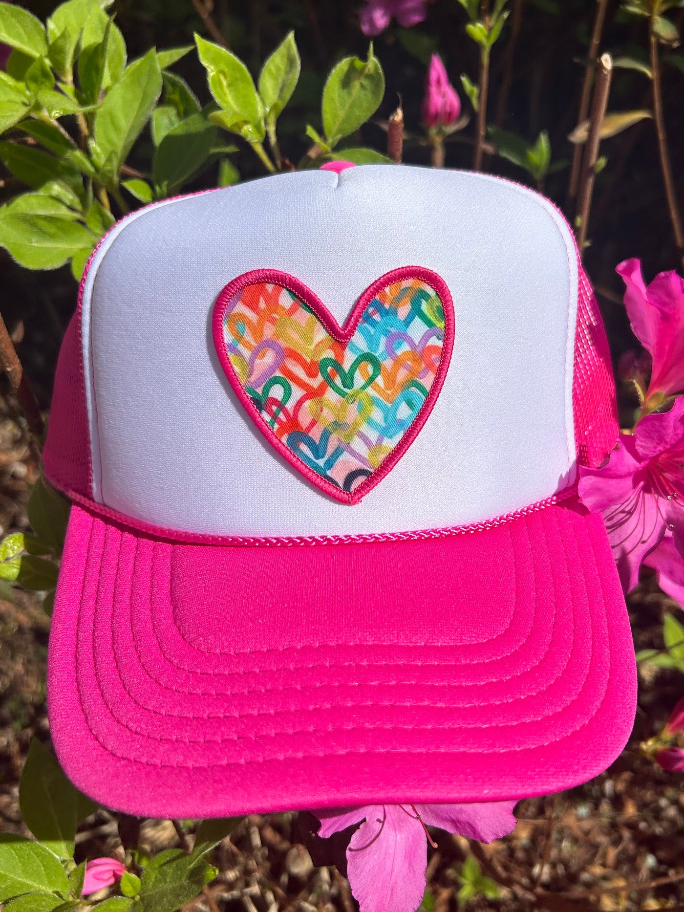 "Hot Pink/White Heart" Trucker Hat
