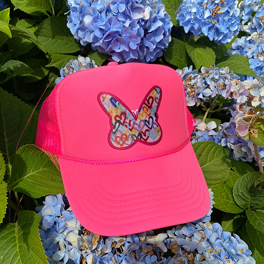 "Solid Neon Pink Butterfly" Trucker Hat