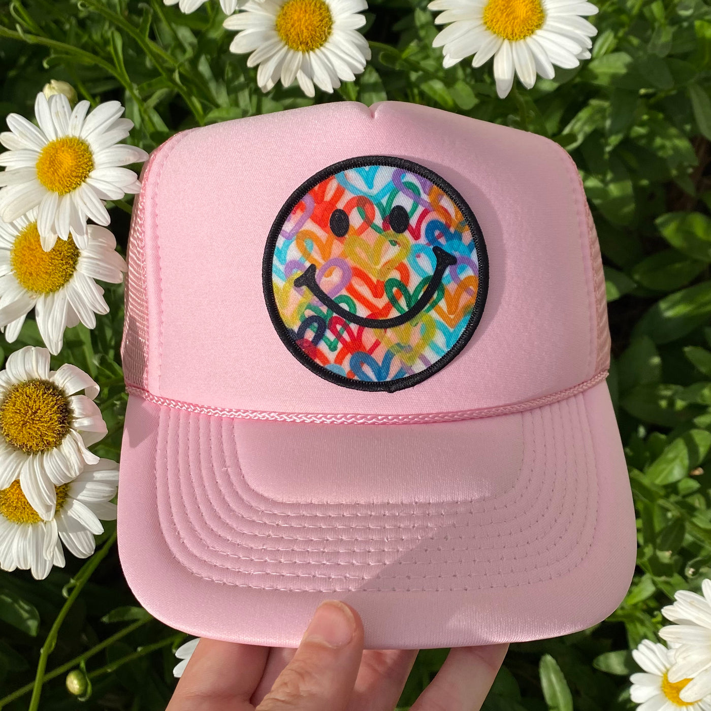 "Solid Pink Smiley" Trucker Hat